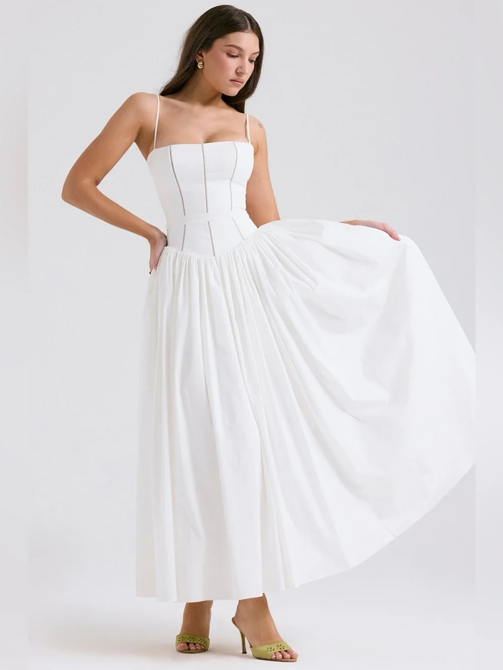 House of CB YSABELLA White Cotton Maxi Sundress, Size Medium, $299 - Picture 5 of 15